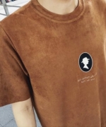 龐德先生 - 夏新韓版修身 仿麂皮绒 印花短袖T恤550 元