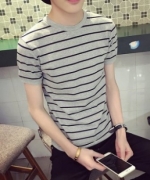 龐德先生 - 2016夏季新款 韓版修身條紋短袖T恤