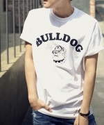 龐德先生 - 日系個性狗頭刺繡 韓版修身短袖T恤