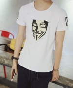 龐德先生 - 韓版修身潮流 人臉印花短袖T恤